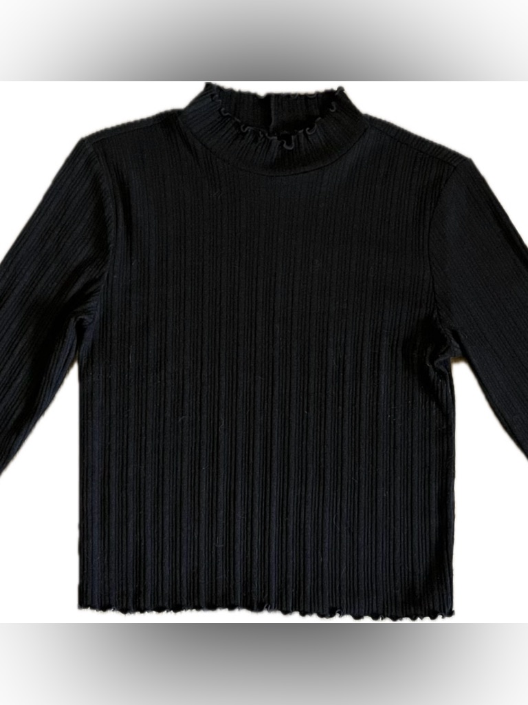 Forever 21 Black Ribbed Mock Neck Long Sleeve Crop Top. Women’s Size Medium.